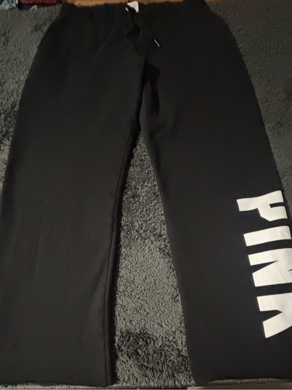 PINK Victoria's Secret Black Sweatpants with White Side Logo